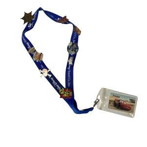 Disneyland Lanyard W/ Pins + Sovenir Park Hopper Ticket Collectible 2012